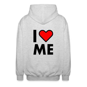 I love me - Veste à capuche unisexe - gris clair chiné - Dos - AI Model Male 185 light (185cm)
