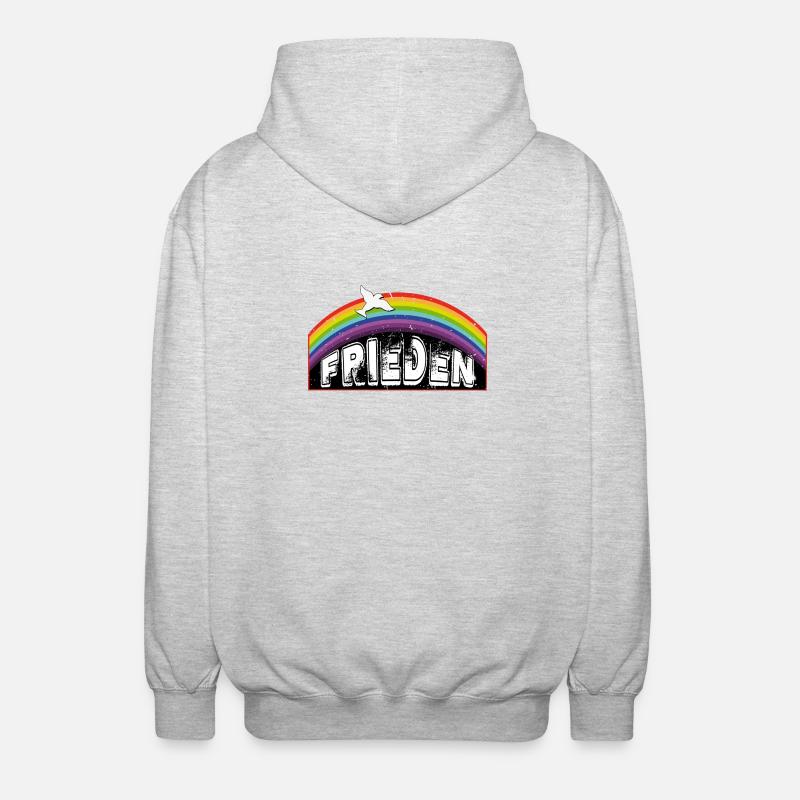 RAINBOW Regenbogen FRIEDEN - Unisex Kapuzenjacke - Hellgrau meliert