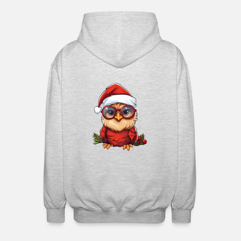 weihnachten eule rote federn - Unisex Kapuzenjacke - Hellgrau meliert