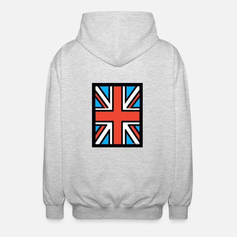 Union Jack - Felpa unisex con cappuccio - grigio chiaro melange