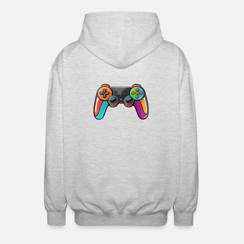 Gamepad Controller Farben Bunt - Unisex Kapuzenjacke - Hellgrau meliert