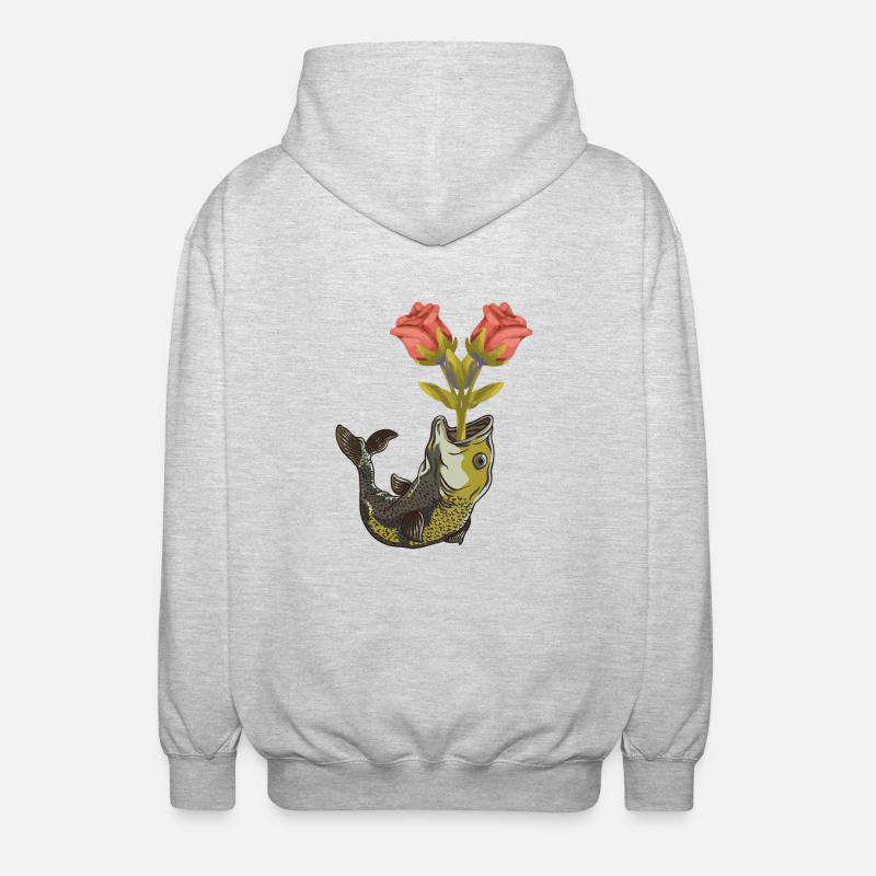 Poissons, Anniversaire, Saint-Valentin, Romance - Veste à capuche unisexe - gris clair chiné