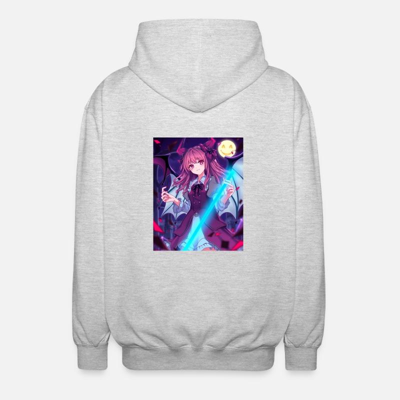 Hellow Anime Design - Unisex Kapuzenjacke - Hellgrau meliert