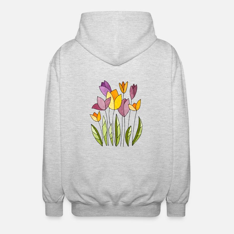 Blumen - Unisex Kapuzenjacke - Hellgrau meliert
