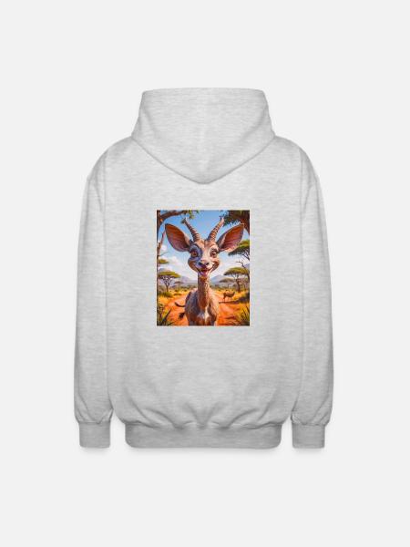 super cute african animals– Kudu - Unisex Hooded Jacket - light heather grey