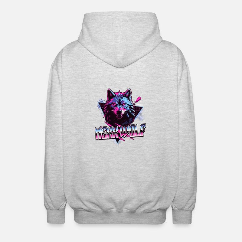 Mexx Wolf Retro Design - Unisex Kapuzenjacke - Hellgrau meliert