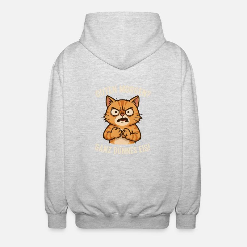 very thin cat - Unisex Hooded Jacket - light heather grey