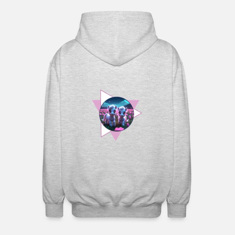 Two cute ponies - Unisex Hooded Jacket - light heather grey