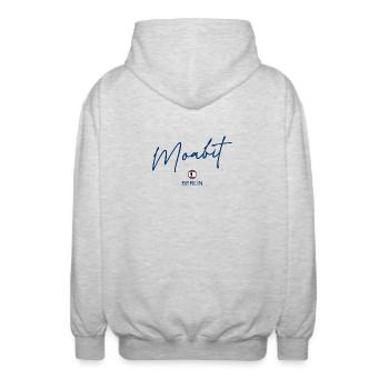 Moabit - Berlin Flagge - Berliner Bär - Unisex Kapuzenjacke - Hellgrau meliert - Hinten - AI Model Male 185 light (185cm)