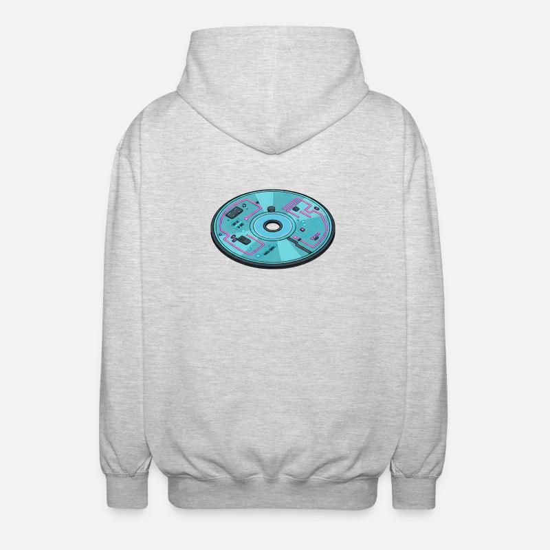 Digitale Zukunft Computer 90er Retro Design - Unisex Kapuzenjacke - Hellgrau meliert