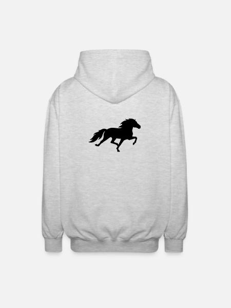 Islandpferd im Rennpass - Unisex Kapuzenjacke - Hellgrau meliert