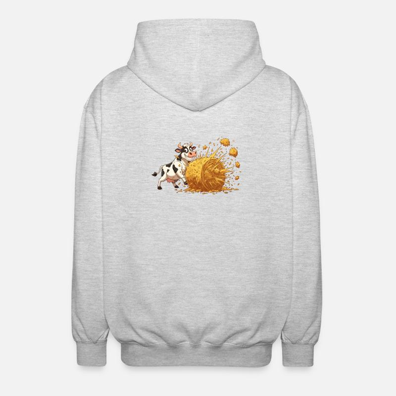Kuh und Heu-Explosion - Unisex Kapuzenjacke - Hellgrau meliert