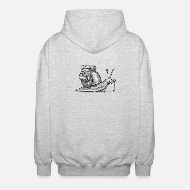 Snail Trekker mit Rucksack - Unisex Kapuzenjacke - Hellgrau meliert