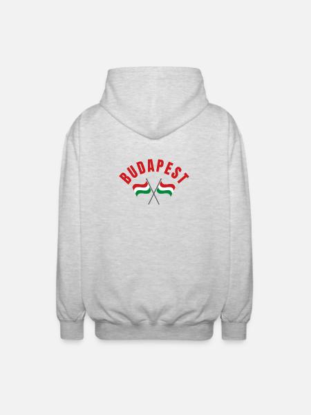 Budapest Hungarian Flags - Unisex Hooded Jacket - light heather grey