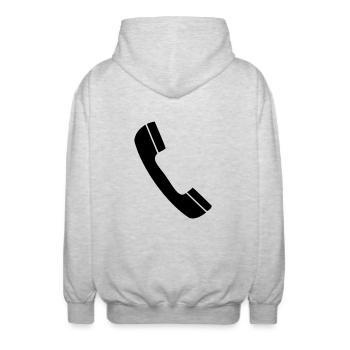 Telefon - Unisex Kapuzenjacke - Hellgrau meliert - Hinten - AI Model Male 185 light (185cm)