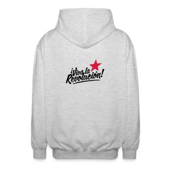 viva la revolucion - revolution! - Unisex Hooded Jacket - light heather grey - Back - AI Model Male 185 light (185cm)