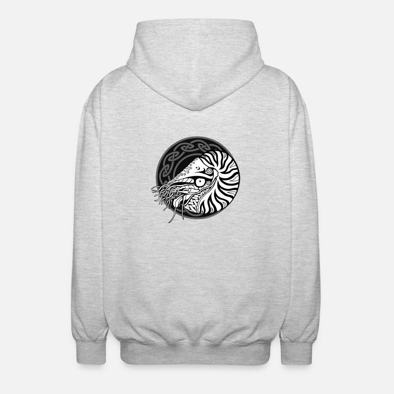Celtic Nautilus (black / circle) - Unisex Hooded Jacket - light heather grey