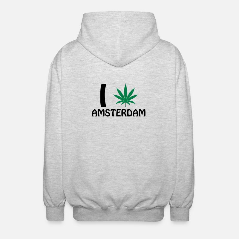 I Love Amsterdam - Unisex Kapuzenjacke - Hellgrau meliert
