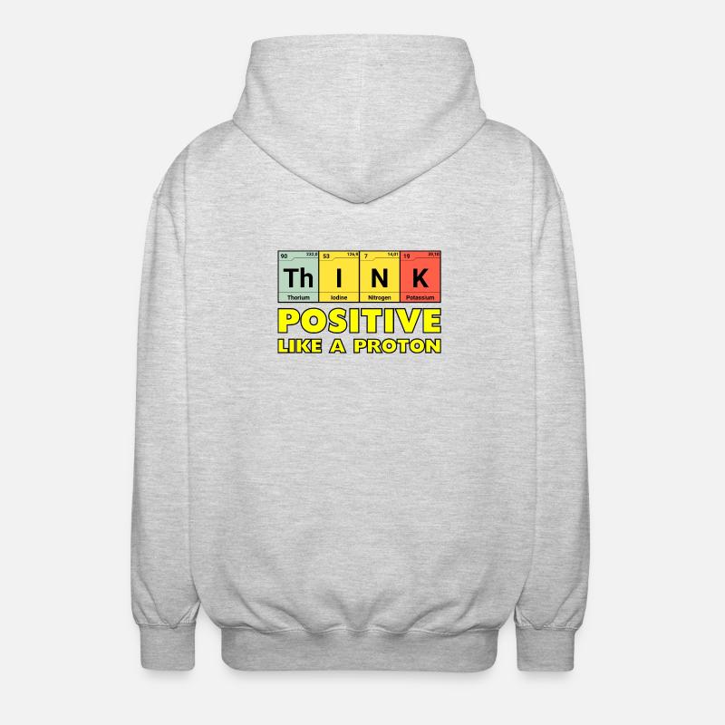 Penser positif, comme un proton - Veste à capuche unisexe - gris clair chiné