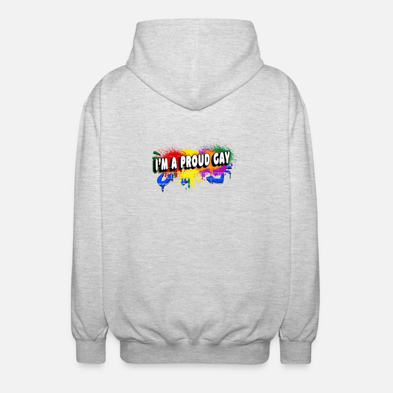 Ich bin ein stolzer Schwuler - Unisex Kapuzenjacke - Hellgrau meliert