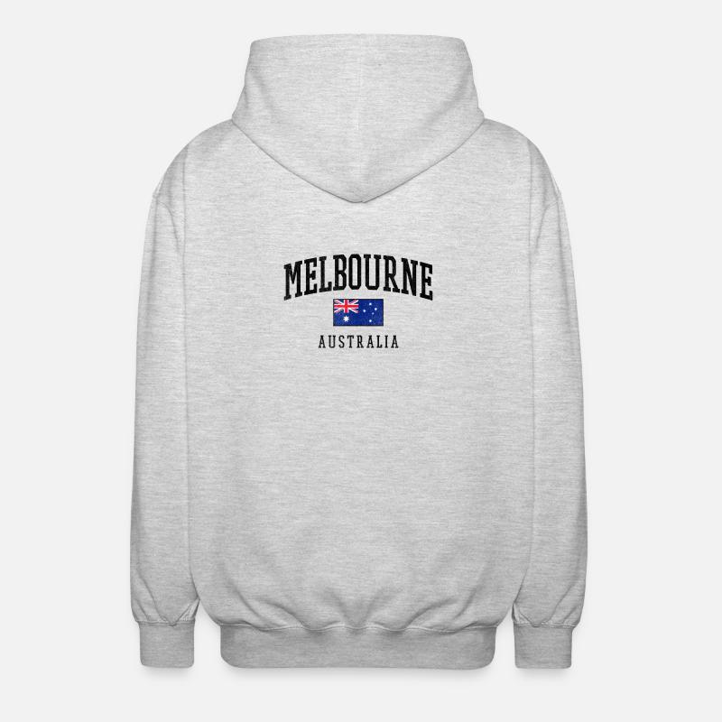 Melbourne, Australie, Conception du drapeau - Veste à capuche unisexe - gris clair chiné