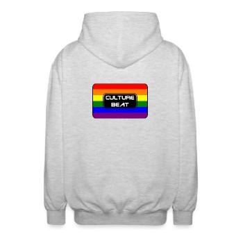 Kultur Beat Pride Logo - Unisex Kapuzenjacke - Hellgrau meliert - Hinten - AI Model Male 185 light (185cm)