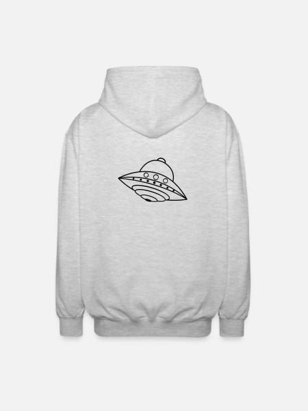 UFO Alien Ship Space Doodle - Unisex Hooded Jacket - light heather grey