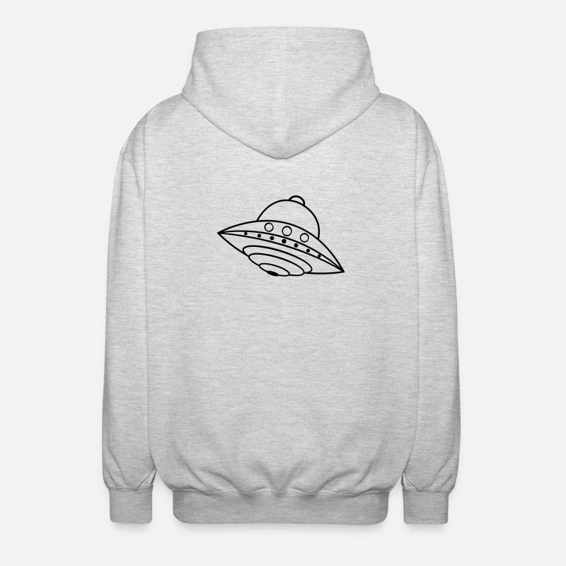 UFO Alien Ship Space Doodle - Unisex Hooded Jacket - light heather grey