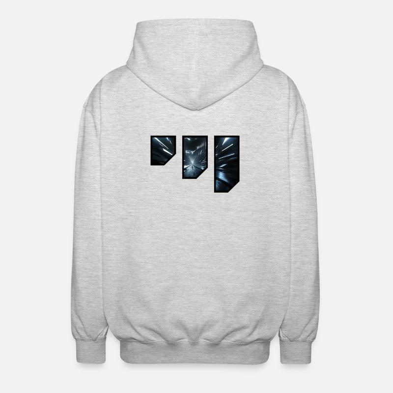 Futuristisches Sci-Fi-Korridor-Design - Unisex Kapuzenjacke - Hellgrau meliert