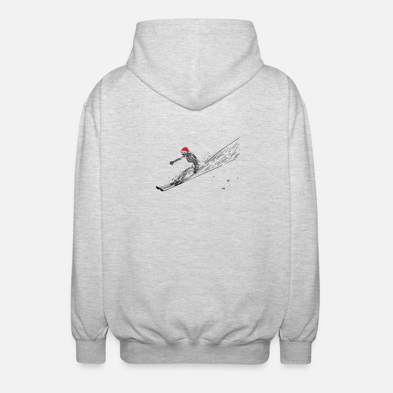 skiing santa skeleton - Unisex Kapuzenjacke - Hellgrau meliert
