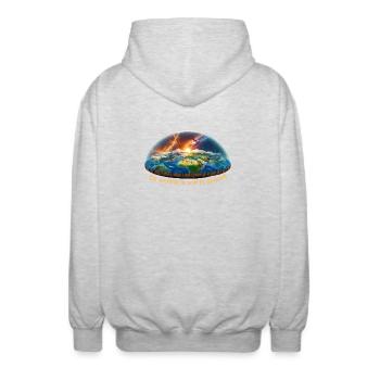 Die Welt ist, was du glaubst - Unisex Kapuzenjacke - Hellgrau meliert - Hinten - AI Model Male 185 light (185cm)