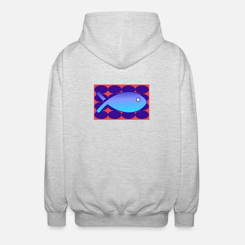 POISSON. SARDINE. POISSON D'AVRIL. MER. OCÉAN - Veste à capuche unisexe - gris clair chiné