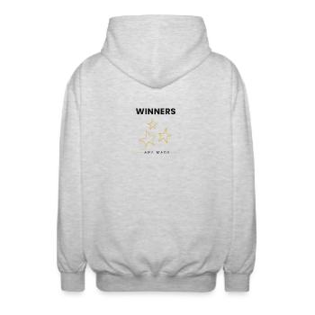 Les gagnants sont réduits à une citation motivationnelle minimale - Veste à capuche unisexe - gris clair chiné - Dos - AI Model Male 185 light (185cm)