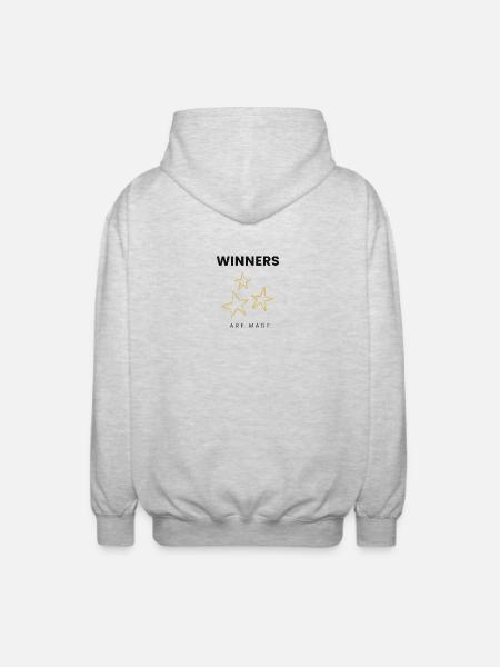 Winners Are Made Minimal Motivational Quote - Unisex Hooded Jacket - light heather grey