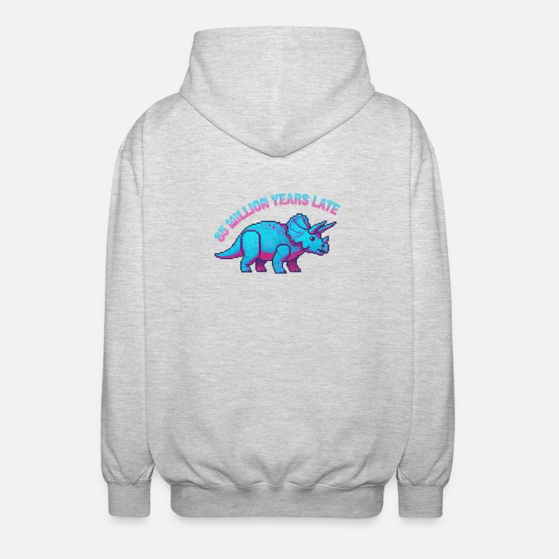 Neon Pixel Triceratops 85 millioner år for sent - Unisex hættejakke. - lysegrå meleret