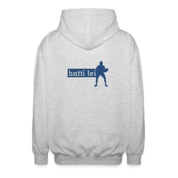 Beat her - Unisex Hooded Jacket - light heather grey - Back - AI Model Male 185 light (185cm)