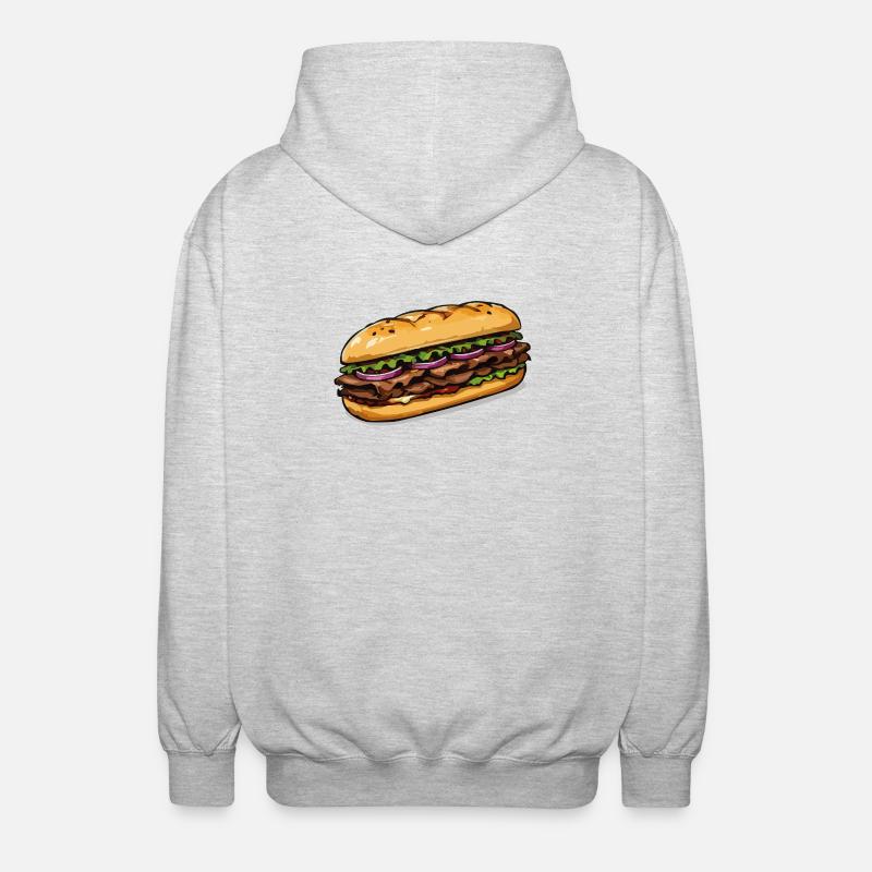Illustration de sandwich - Veste à capuche unisexe - gris clair chiné