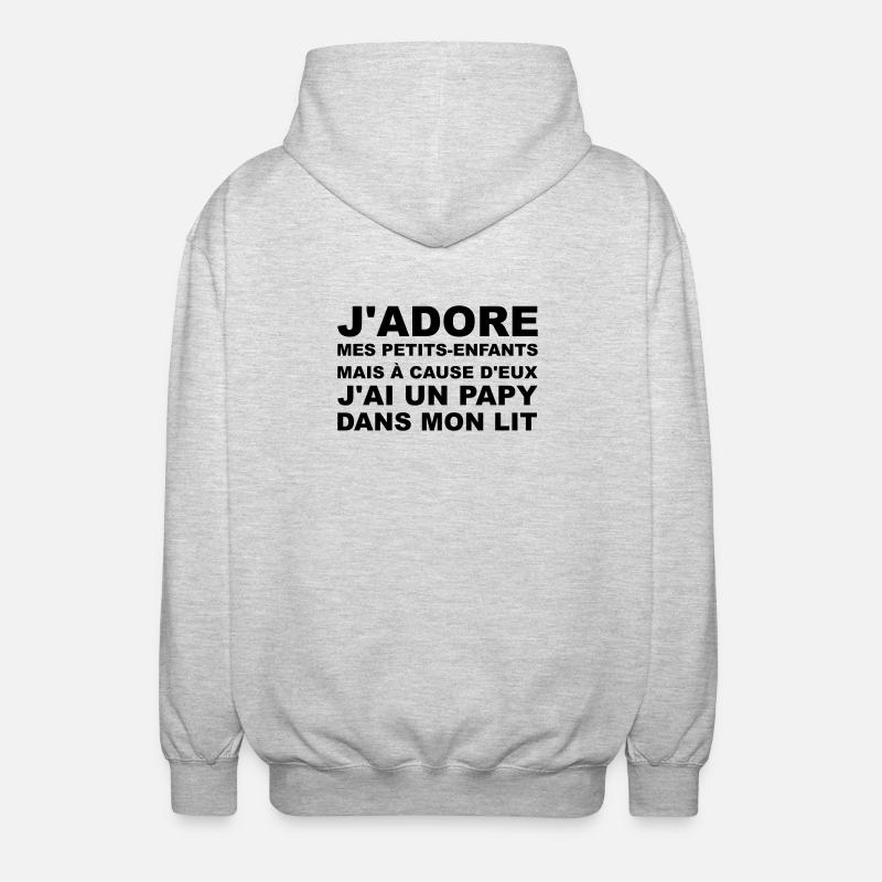 Papy dans mon lit - Veste à capuche unisexe - gris clair chiné