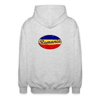 Les couleurs de la Roumanie - Veste à capuche unisexe - gris clair chiné - Dos - AI Model Male 185 light (185cm)