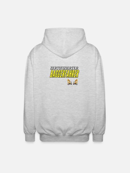 Zertifizierter Baggerfahrer - Unisex Kapuzenjacke - Hellgrau meliert