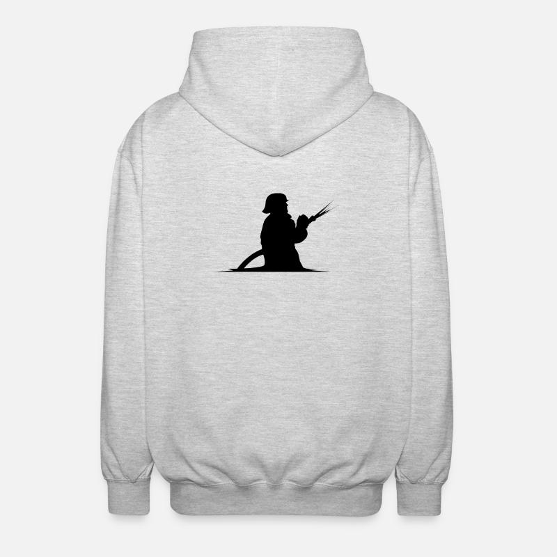 Firefighter Hose Fire Brigade Icon Graphic - Unisex Hooded Jacket - light heather grey