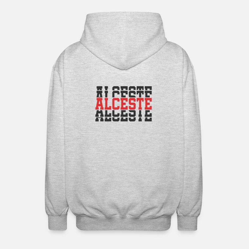 Alceste T-Shirt Geschenkidee gestapelter Text - Unisex Kapuzenjacke - Hellgrau meliert