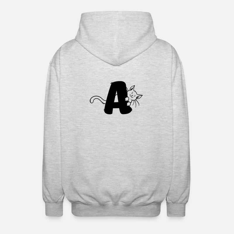 Lettre A du chat - Veste à capuche unisexe - gris clair chiné