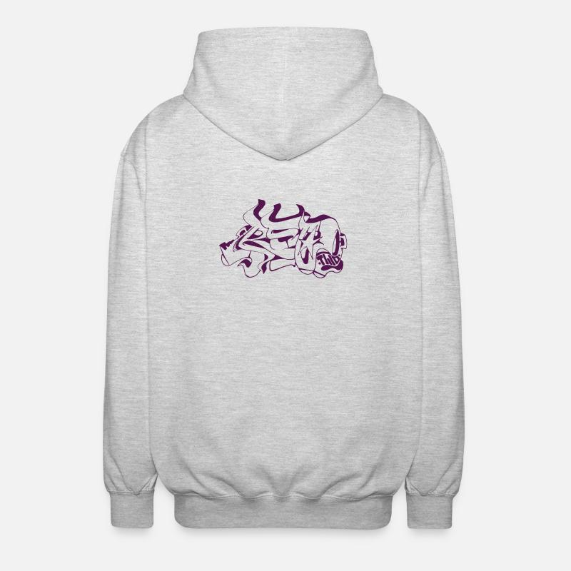 Abstraktes Graffiti-Design - Unisex Kapuzenjacke - Hellgrau meliert
