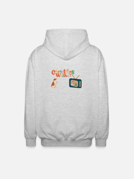 Chien devant la télé - Veste à capuche unisexe - gris clair chiné