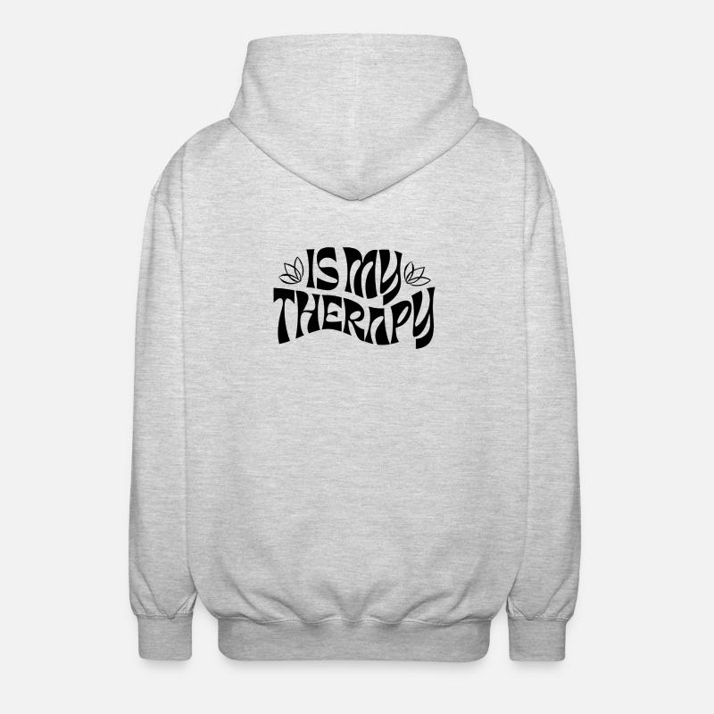 Is My Therapy – Retro Statement - Unisex Kapuzenjacke - Hellgrau meliert