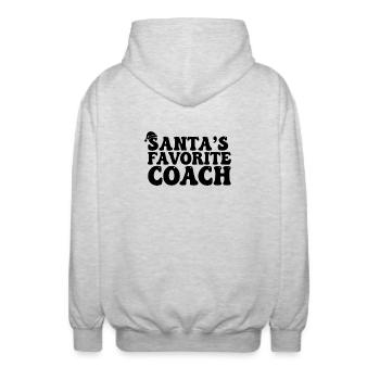 Santas' Favorite Coach - Unisex Kapuzenjacke - Hellgrau meliert - Hinten - AI Model Male 185 light (185cm)