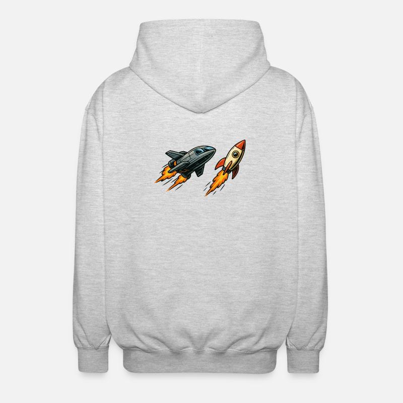 Espace de dessin animé Rocket Sprint - Veste à capuche unisexe - gris clair chiné