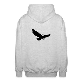 Adler Silhouette Raubvogel Logo - Unisex Kapuzenjacke - Hellgrau meliert - Hinten - AI Model Male 185 light (185cm)