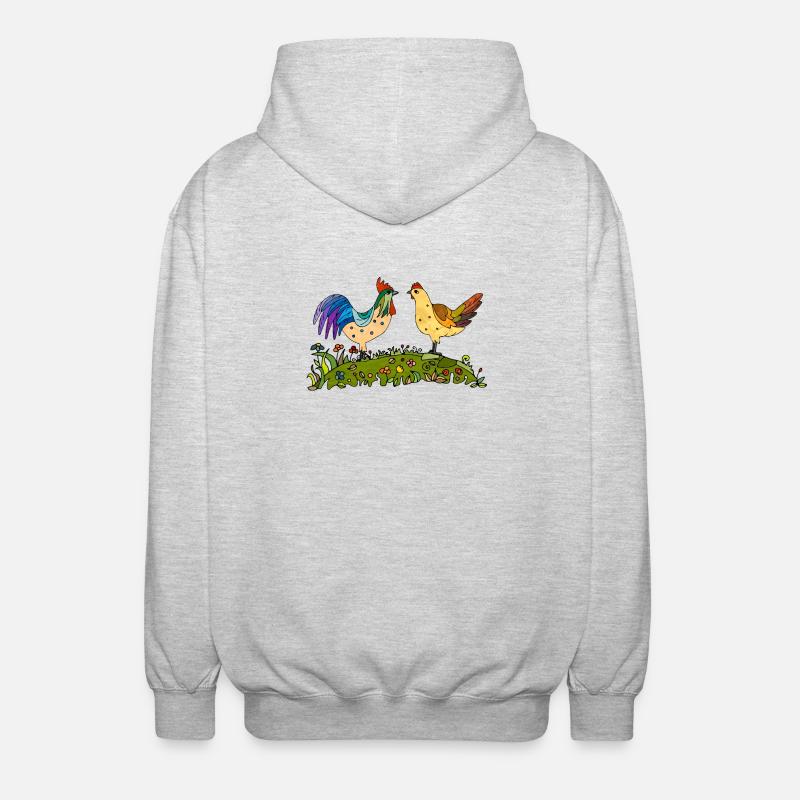 Coq et poule - Veste à capuche unisexe - gris clair chiné